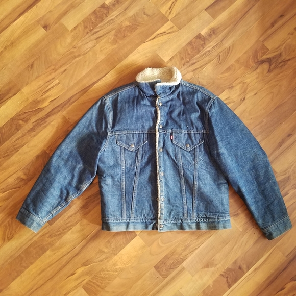 LEVI'S Sherpa Lined Blue Jean Denim Trucker Jacket